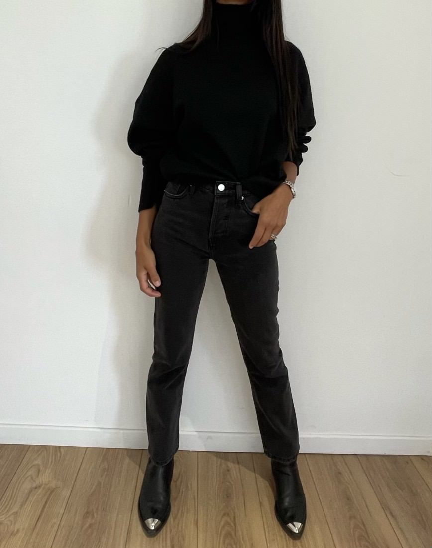 Jeans noir taille haute coupe droite pour un style affirmé - KATA Paris