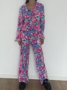 Ensemble pantalon et haut à motif floral coloré